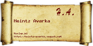 Heintz Avarka névjegykártya
